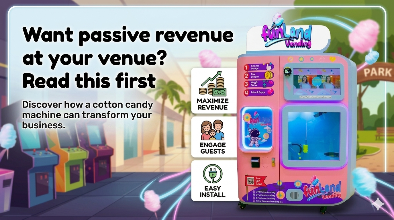 Funland Vending cotton candy machine hosted at a UAE family entertainment venue
