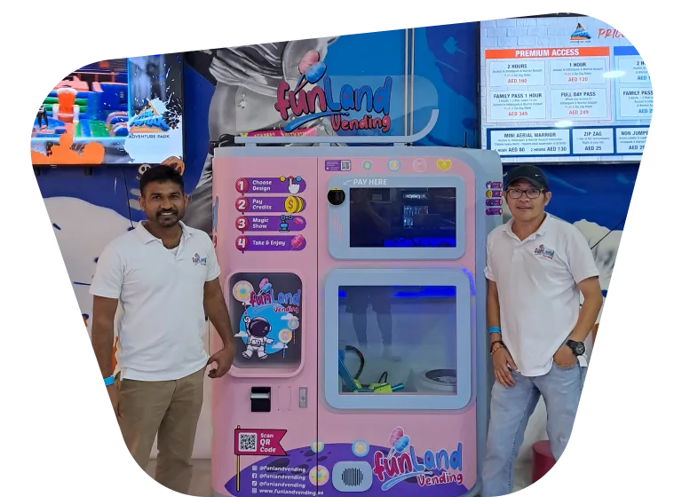 Funland Vending fresh cotton candy at Marina Mall Airmaniax trampoline park, Abu Dhabi